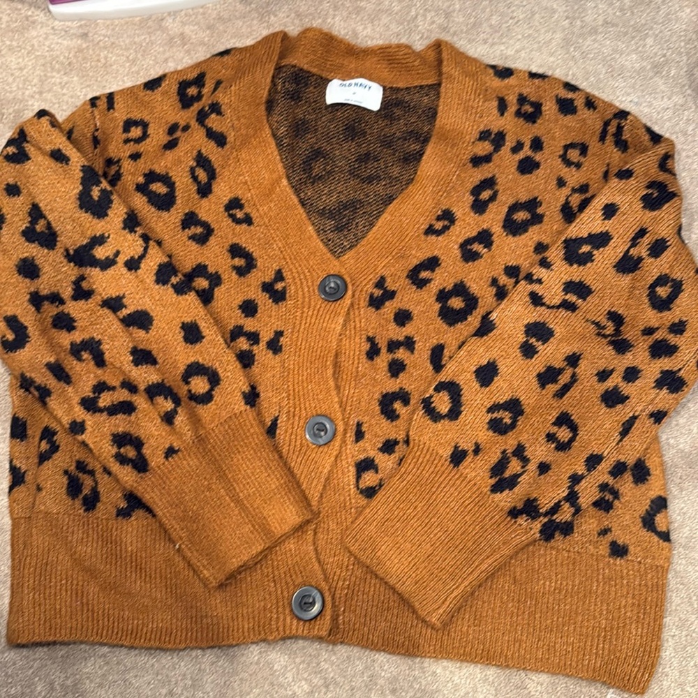 Animal print brown cardigan